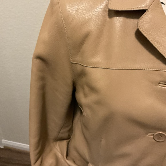 Siena Studio Womens Tan Leather Button Front Jacket Size Medium - Picture 4 of 15